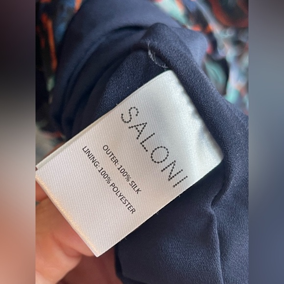 Saloni Tasha 100% Silk Tiered Navy and Red Printed Mini Dress - Picture 9 of 10